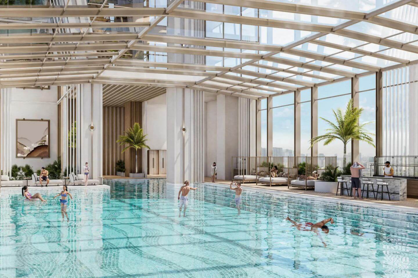 bể bơi bốn mùa sun feliza suites cầu giấy