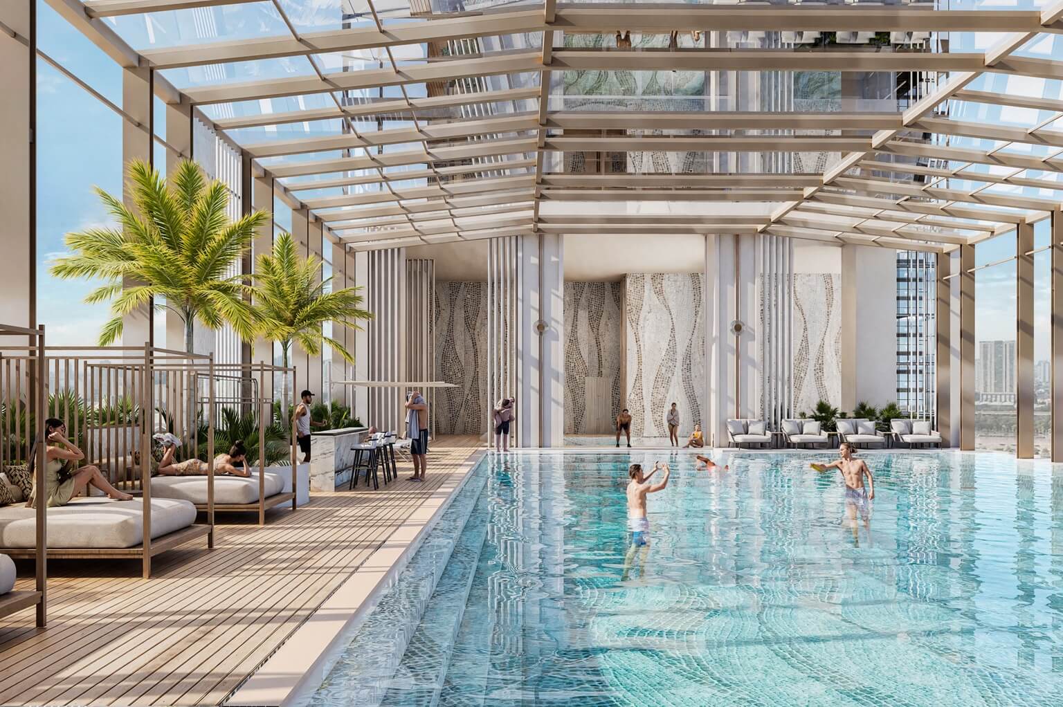 bể bơi trong nhà sun feliza suites cầu giấy