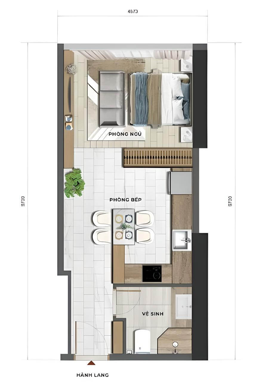 thiết kế căn hộ studio dự án sun feliza suites cầu giấy